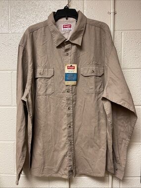 Wrangler Men’s Casual Button-Down Shirt - Taupe